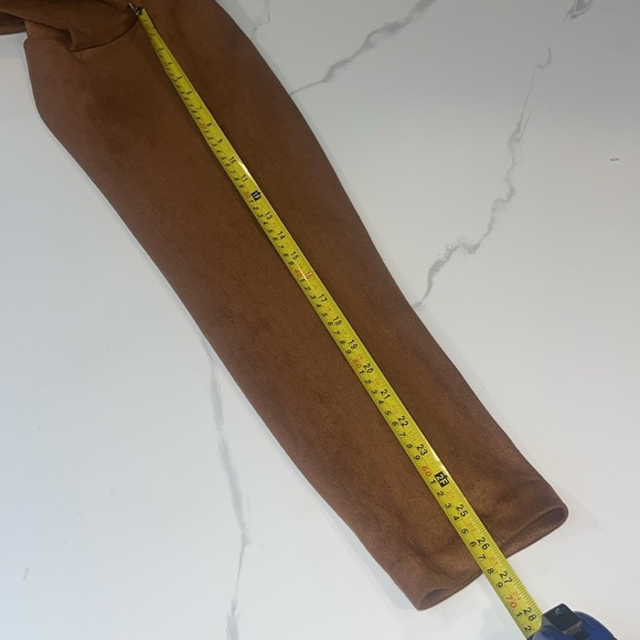 Faux Suede Pencil Dress Leggings Pants Pull On Size Large Chocolate Brown NYCC L - Picture 6 of 14
